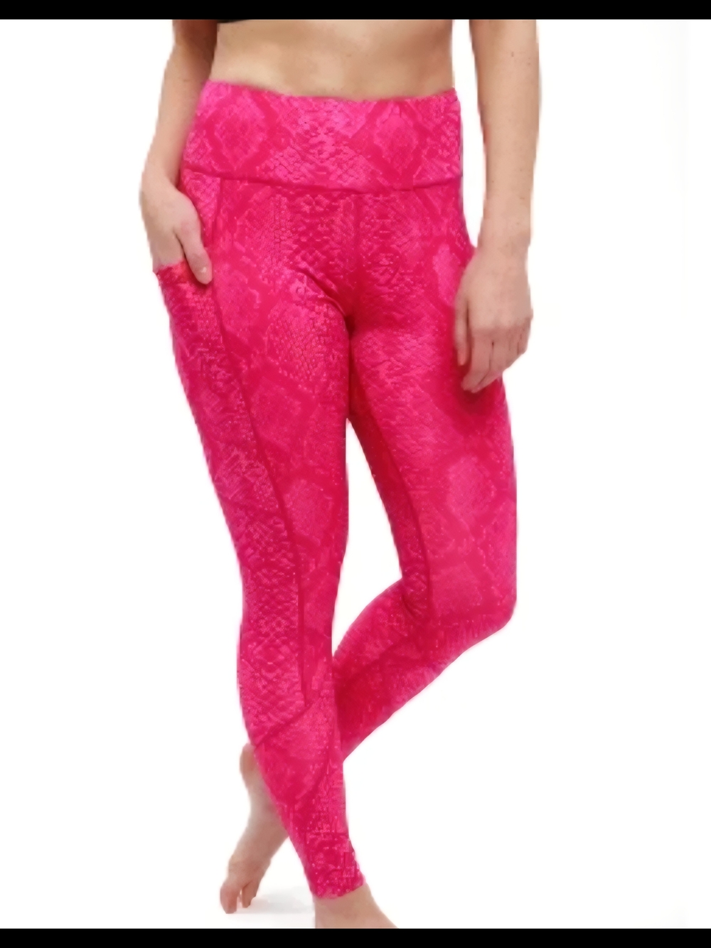 High-Waist Snake-Print Leggings in Hot Pink